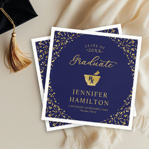 Elegante Apothekenschul-Abschlussfeier in Blau und Serviette