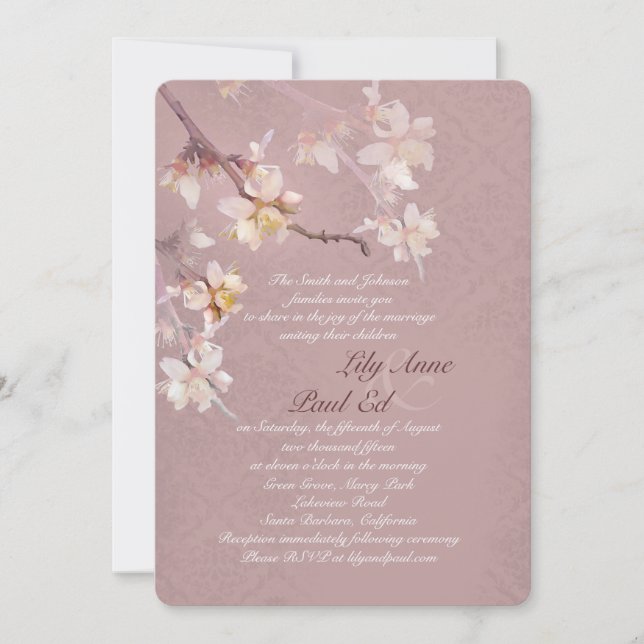 Elegante Apple-Blüten Einladung zur Hochzeit (Vorderseite)