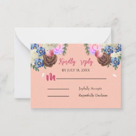 Elegante Apricot Floral Hochzeitskarte Mitteilungskarte