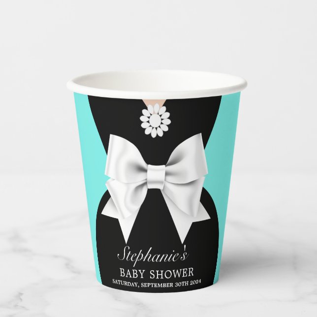 Elegante Aqua Aquamarin Extravagant Glam Tiffany B Pappbecher (Vorderseite)