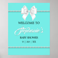 Elegante Aqua Aquamarin Tiffany Babydusche Begrüßu