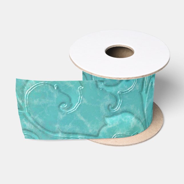 Elegante Aqua Aquamarine Imitate Leder Satinband (Spule)