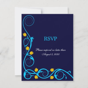 Elegante Aqua Blue and Yellow Wirbel RSVP Card Einladung