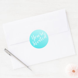Elegante Aqua Blue Umschlag Aufklebers Runder Aufkleber