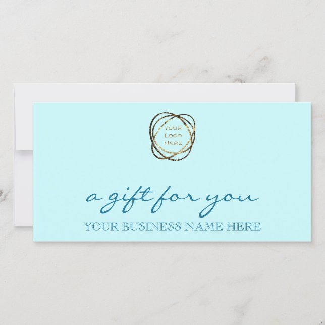 Elegante Aqua Custom Business Logo Geschenkkarte (Vorderseite)