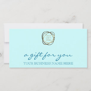 Elegante Aqua Custom Business Logo Geschenkkarte
