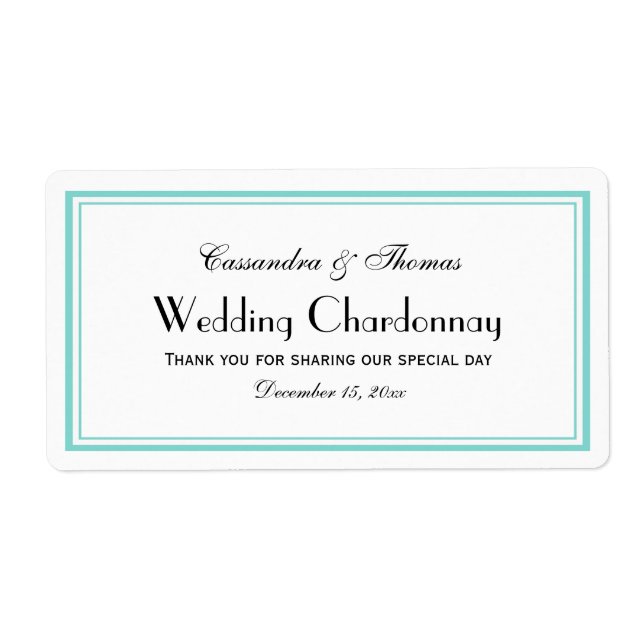Elegante Aqua Gerahmt H Weinflasche (Vorne)