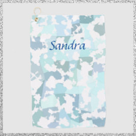 Elegante Aqua Gray und White Abstrakt Geometric Golfhandtuch