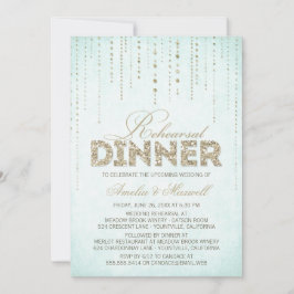 Elegante Aqua mit Goldenen Glitzer Probe Abendesse Einladung