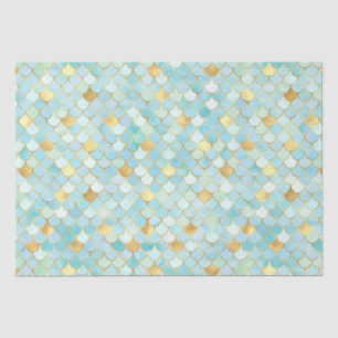 Elegante Aqua Ombre Folie & Gold Mermaid Schuppen Seidenpapier