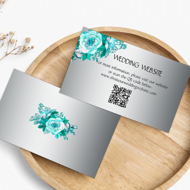 Elegante Aqua-Rose und die Website zur Silberhochz Begleitkarte (Von Creator hochgeladen)