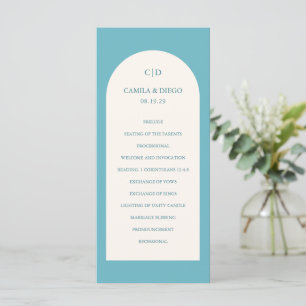 Elegante Aqua Türkis Bogen Moderne Hochzeit Programm