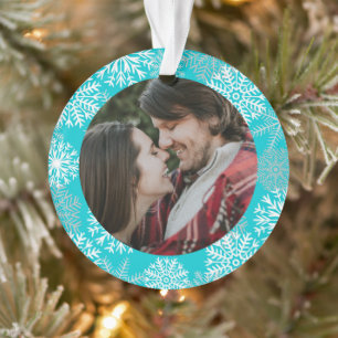 Elégante Aqua Turquoise White Winter Snowflakes Ph