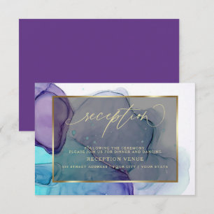 Elegante Aqua- und Deep Purple-Rezeptionseinladung Einladung