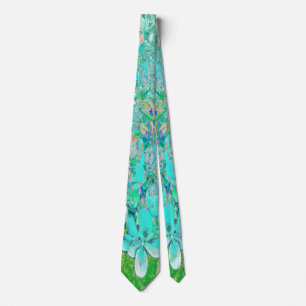 Elegante Aqua- und Grüne Limelight-Hortensien-Deta Krawatte