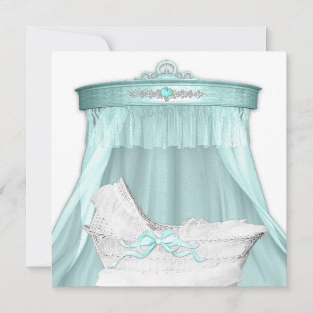 Elegante Aquamarin Blue Baby Dusche Einladung (Vorderseite)