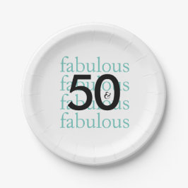 Elegante Aquamarine 50. Geburtstagsparty Paper Tel Pappteller