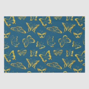 Elegante Aquamarine blaue Goldbarren Schmetterling Seidenpapier