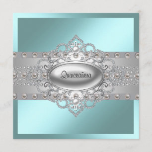Elegante aquamarine blaue Quinceanera Einladungen