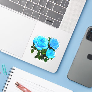 Elegante aquamarine blaue Rose Blütenblumen Aufkleber