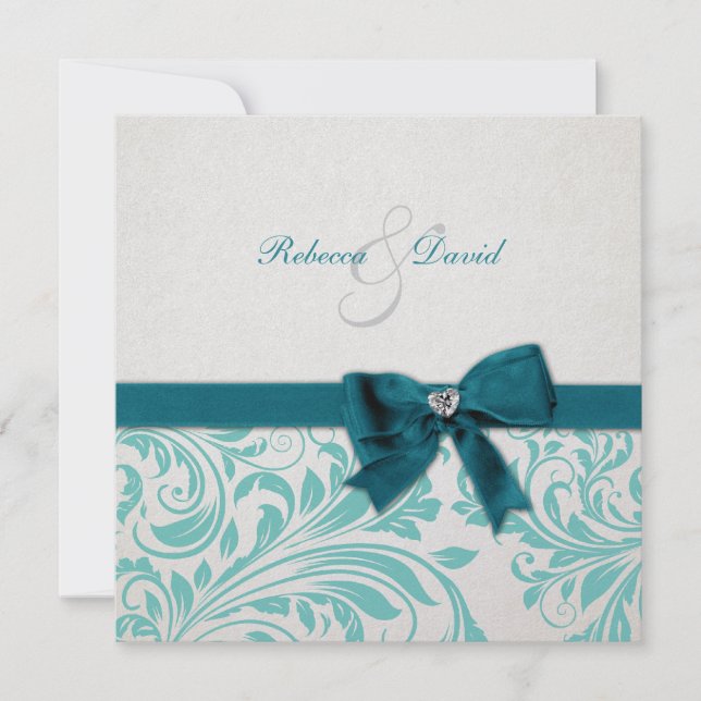 Elegante aquamarine blaue und weiße einladung (Vorderseite)