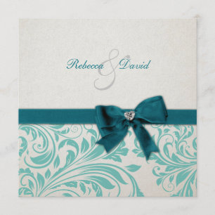 Elegante aquamarine blaue und weiße einladung