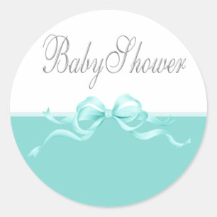 Elegante Aquamarine Blue Baby Shower Stickers