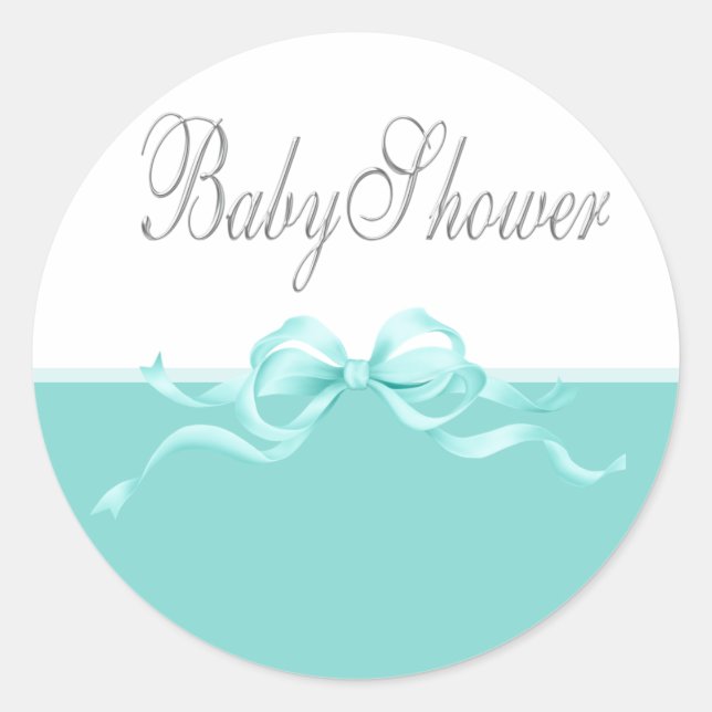 Elegante Aquamarine Blue Baby Shower Stickers (Vorderseite)