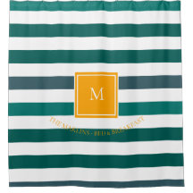 Elegante Aquamarine Blues White Striped Monogram B