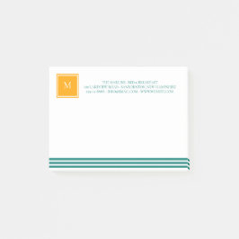 Elegante Aquamarine Blues White Striped Monogram B Post-it Klebezettel