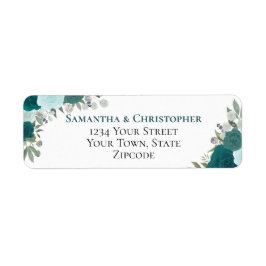 Elegante Aquamarine Blumenhochzeit-Rücksendeadress
