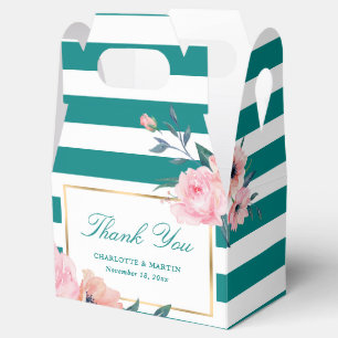 Elegante Aquamarine Blush Pink Blumenhochzeit Geschenkschachtel