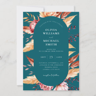 Elegante Aquamarine Boho Chic Floral Wedding Einladung