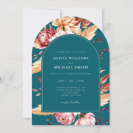 Elegante Aquamarine Boho Chic Floral Wedding Einladung