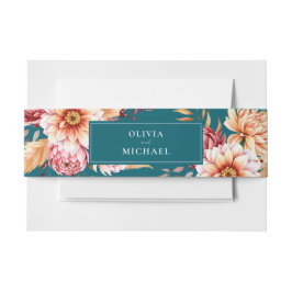 Elegante Aquamarine Boho Chic Floral Wedding Einladungsbanderole