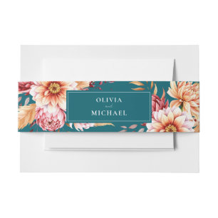 Elegante Aquamarine Boho Chic Floral Wedding Einladungsbanderole