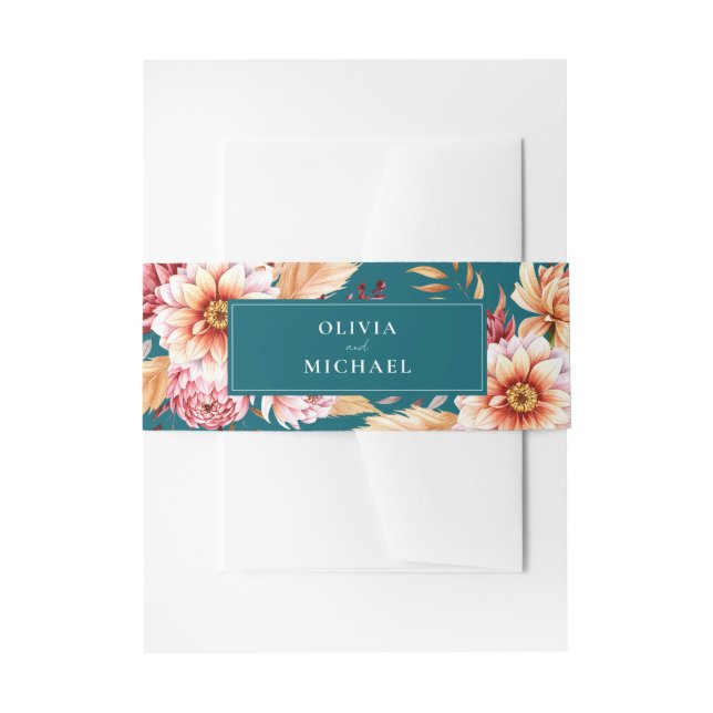 Elegante Aquamarine Boho Chic Floral Wedding Einladungsbanderole (Vorderseite Beispiel)