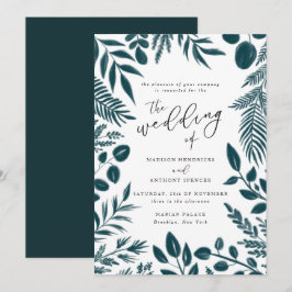 Elegante Aquamarine botanische Hochzeitseinladung Einladung