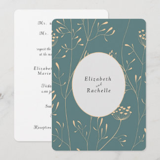 Elegante Aquamarine Creme Blume Gras Einladung