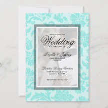 Elegante aquamarine Damaske-Einladung
