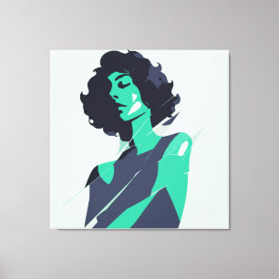 Elegante Aquamarine Frau Art Leinwanddruck