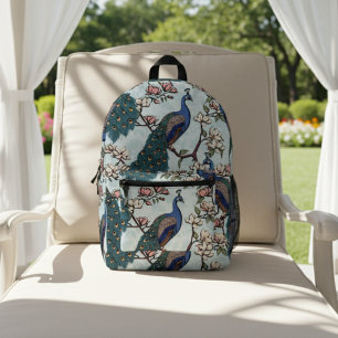Elegante, Aquamarine Friedenstruppen und Blume in  Bedruckter Rucksack