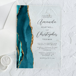 Elegante Aquamarine Goldschmiedzenskripte Acryleinladungen