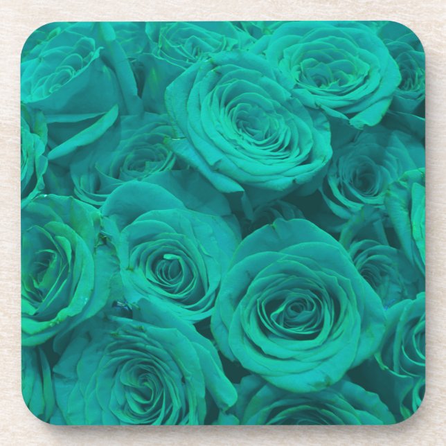 Elegante aquamarine grüne Rose Untersetzer (Vorderseite)