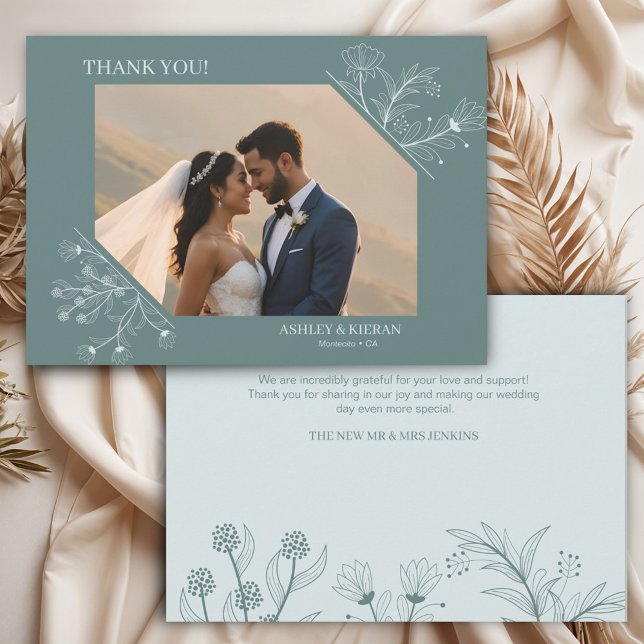 Elegante Aquamarine Hochzeit Dankeskarte (Von Creator hochgeladen)