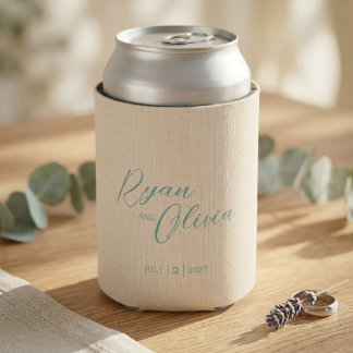 Elegante Aquamarine Hochzeit in Beige individuell Dosenkühler