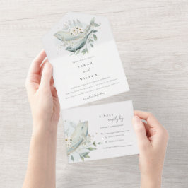 Elegante Aquamarine Hochzeit unter Wasser All In One Einladung