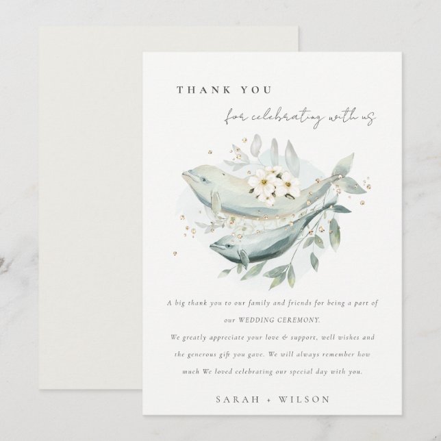 Elegante Aquamarine Hochzeit unter Wasser Dankeskarte (Vorne/Hinten)