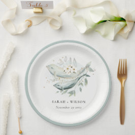 Elegante Aquamarine Hochzeit unter Wasser Pappteller