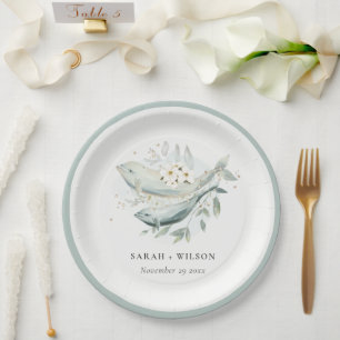 Elegante Aquamarine Hochzeit unter Wasser Pappteller